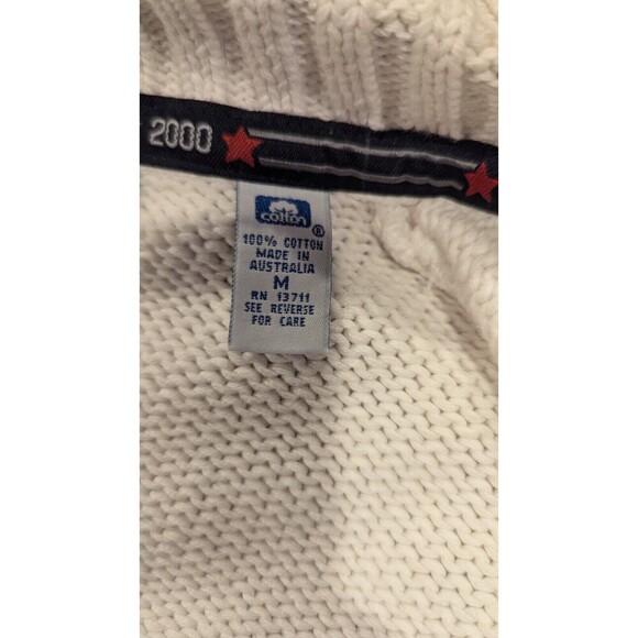 Marsh Landing Cream Cotton Knit Cardigan Sweater 2000 Logo Size M - Picture 7 of 8